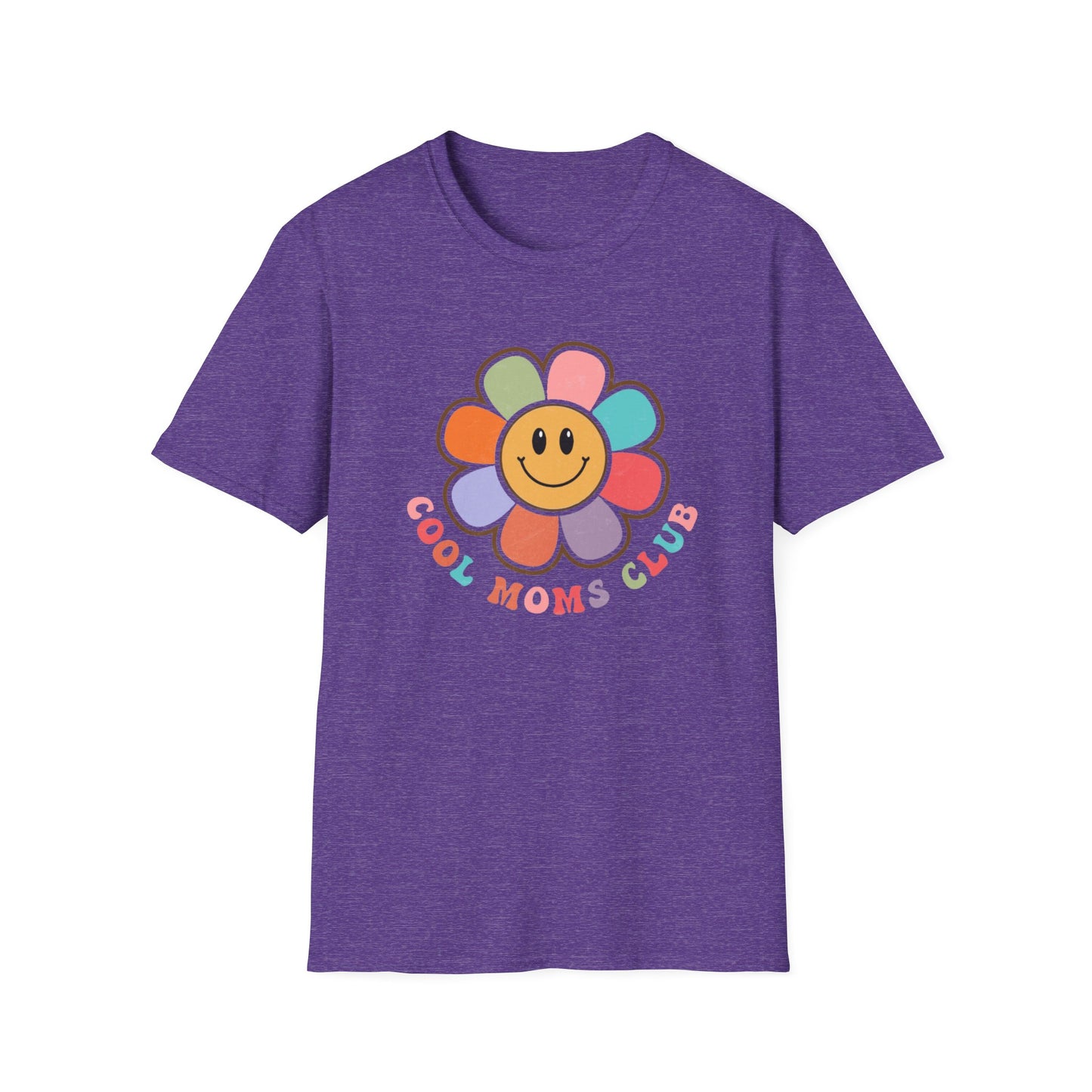Cool Moms Club T-Shirt — Retro Floral Smiley Tee for Trendy Moms