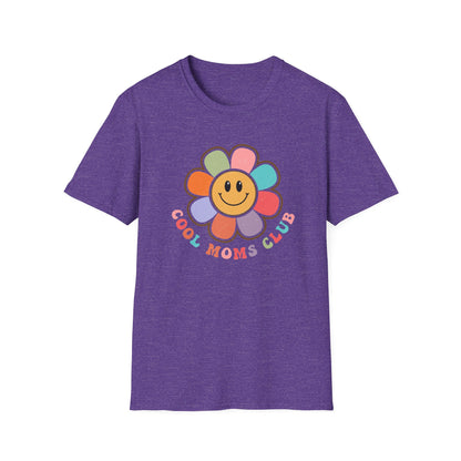 Cool Moms Club T-Shirt — Retro Floral Smiley Tee for Trendy Moms