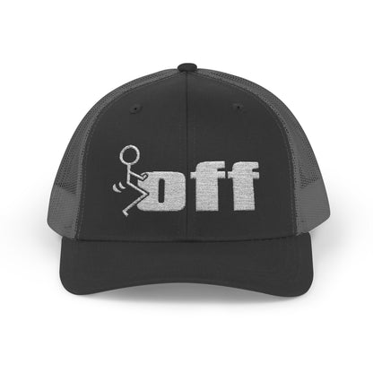 'F Off' Stick Figure Trucker Cap – Retro Distressed Snapback Hat