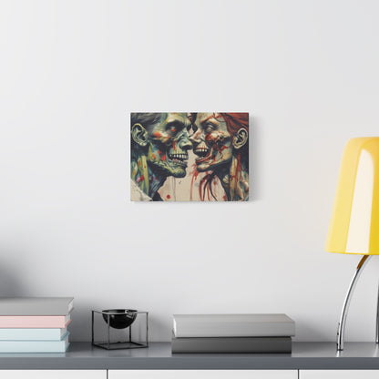 Zombie Couple Matte Canvas Wall Art — Blood-Splattered Horror Portrait