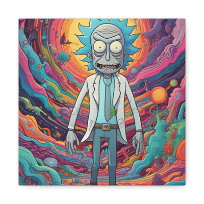 Psychedelic Rick Portal Canvas — Colorful Rick Illustration on Stretched Matte Canvas