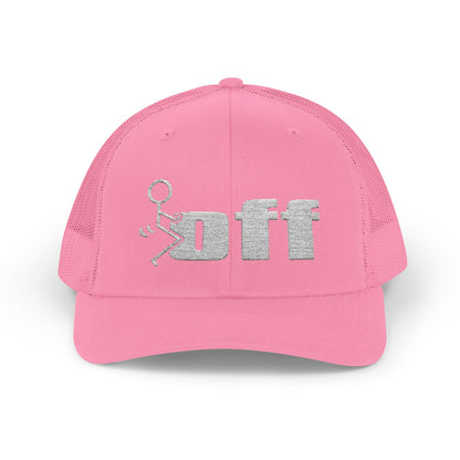 'F Off' Stick Figure Trucker Cap – Retro Distressed Snapback Hat
