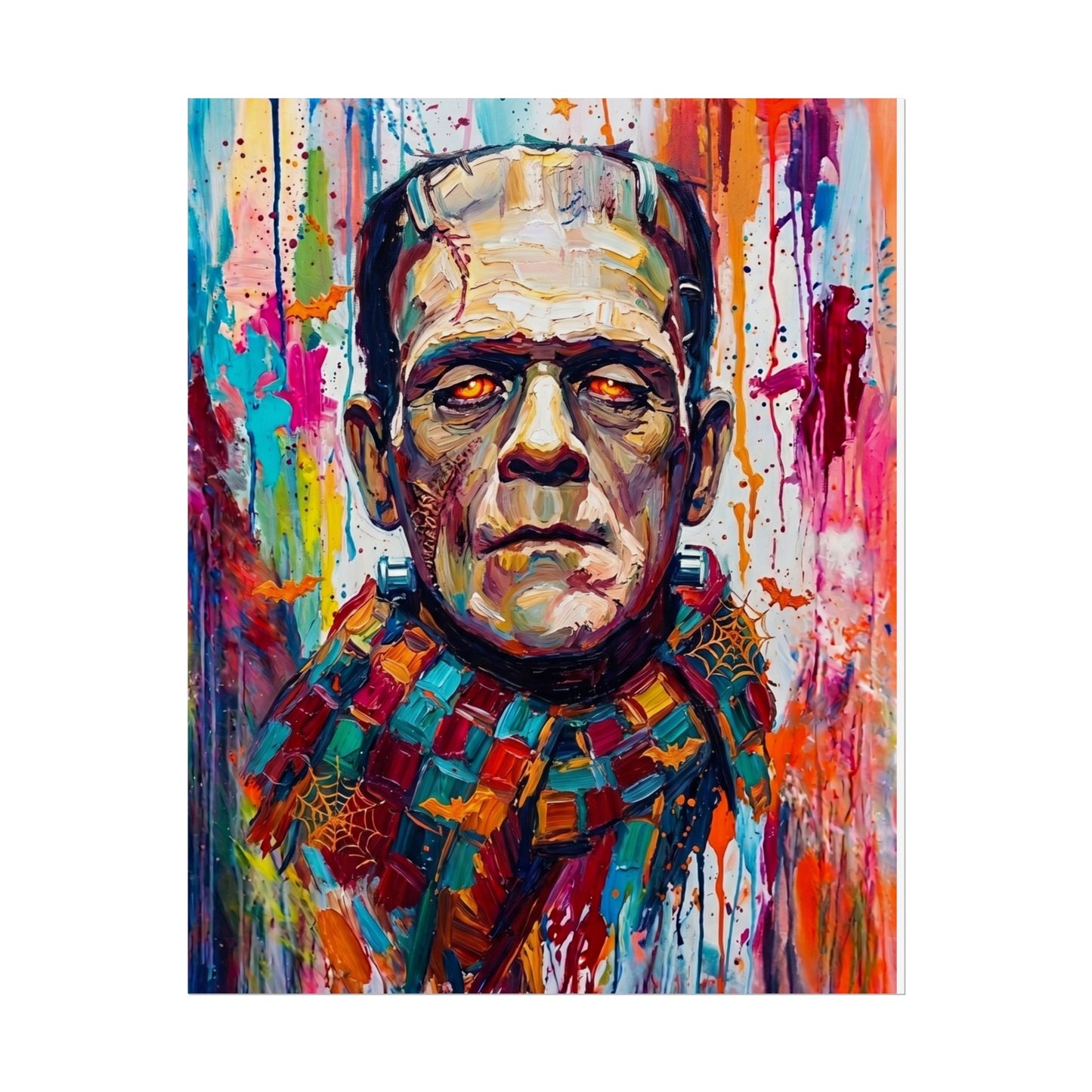 Frankenstein Color Splash Poster — Vibrant Pop Art Horror Wall Print
