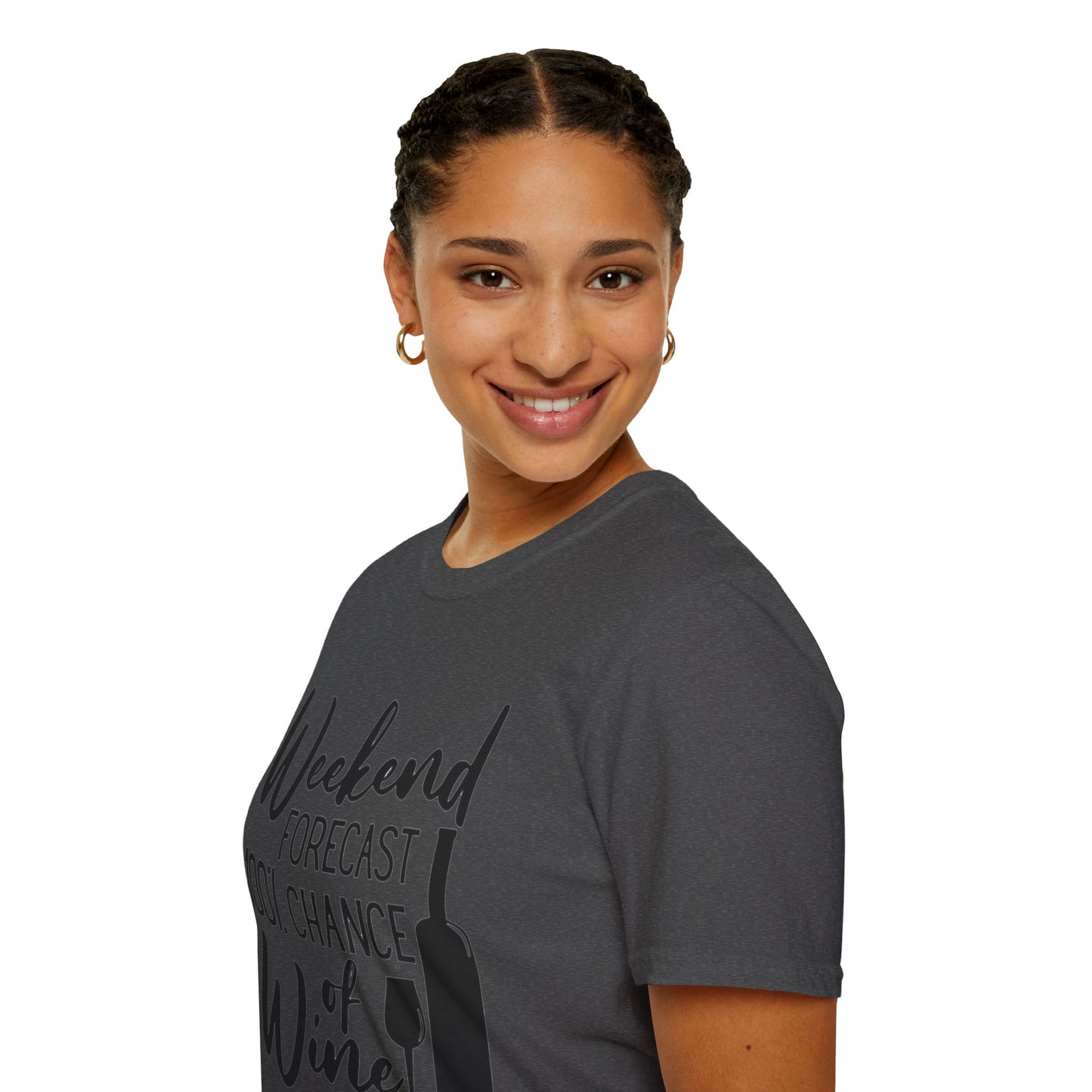 Wine Weekend T-Shirt — "Weekend Forecast 100% Chance of Wine" Graphic Tee