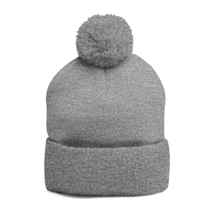 Embroidered 'Fuck Off' Pom-Pom Beanie - Knit Winter Hat