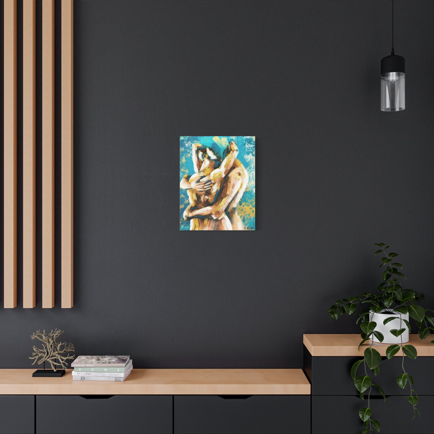 Abstract Embrace Canvas Art - Romantic Couple Matte Stretched Print