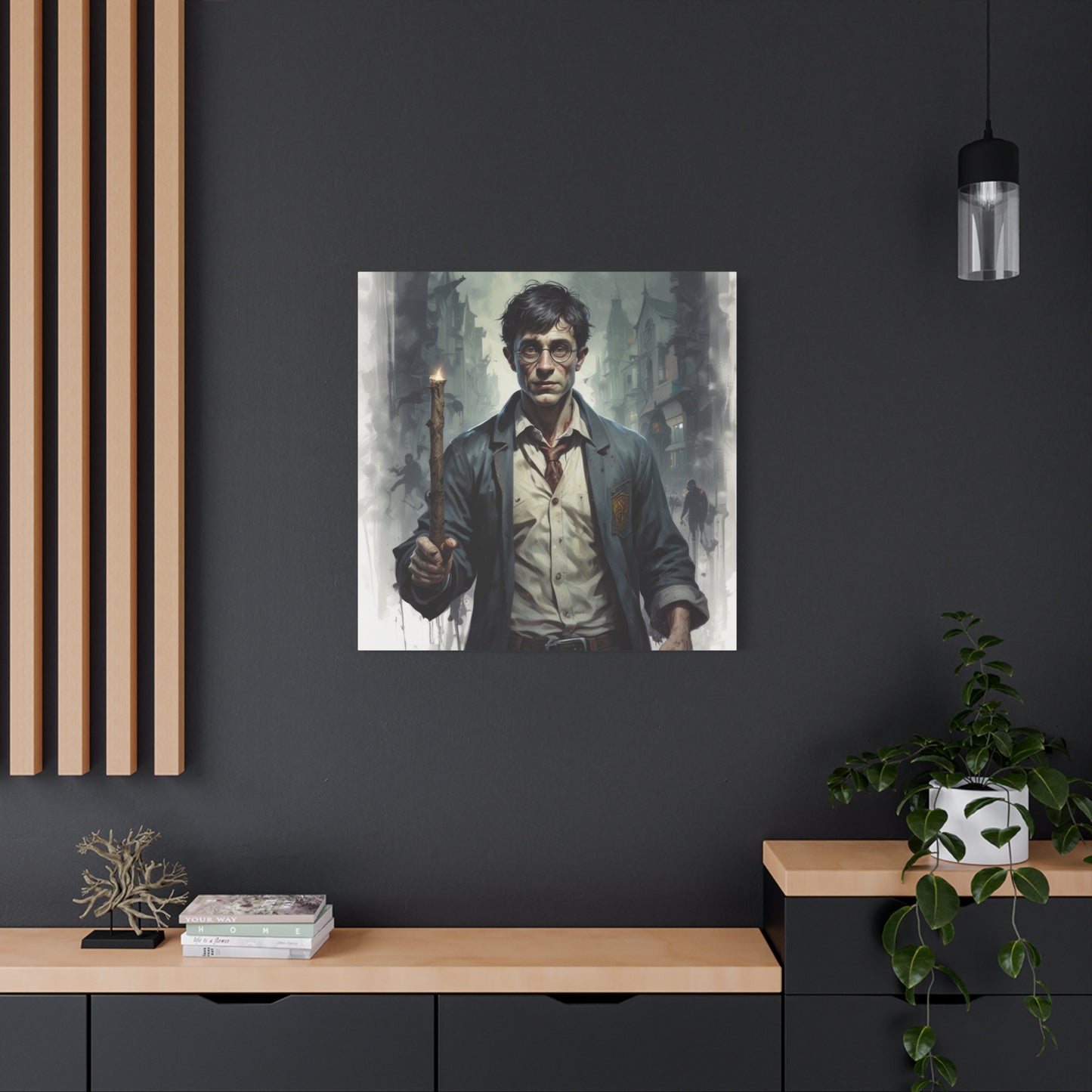Dark Harry Canvas Print — Moody Urban Fantasy Stretched Wall Art