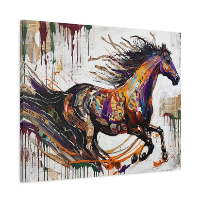 Colorful Galloping Horse Canvas Print — Vibrant Abstract Equestrian Wall Art