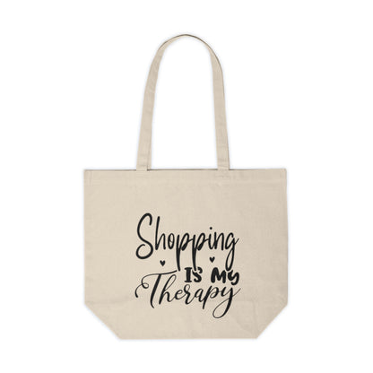 Shopping Tote — “Shopping Is My Therapy” Canvas Tote Bag