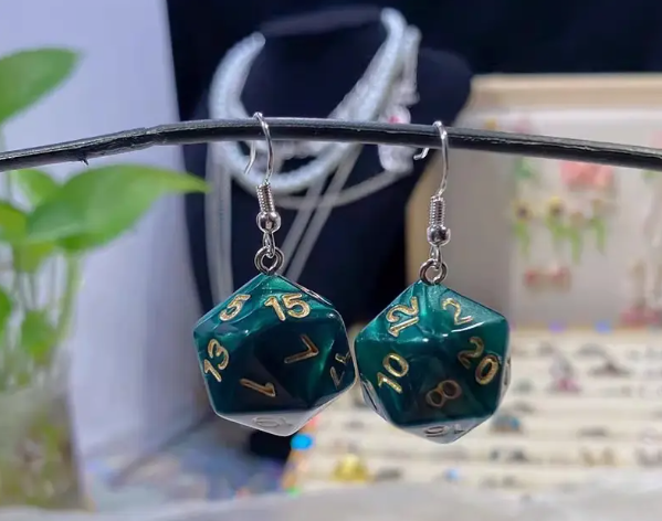 Dice Earrings - 20-Sided Dice
