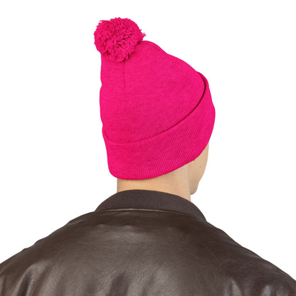 Embroidered Pom-Pom Beanie — "Spitters Are Quitters!" Cozy Winter Hat