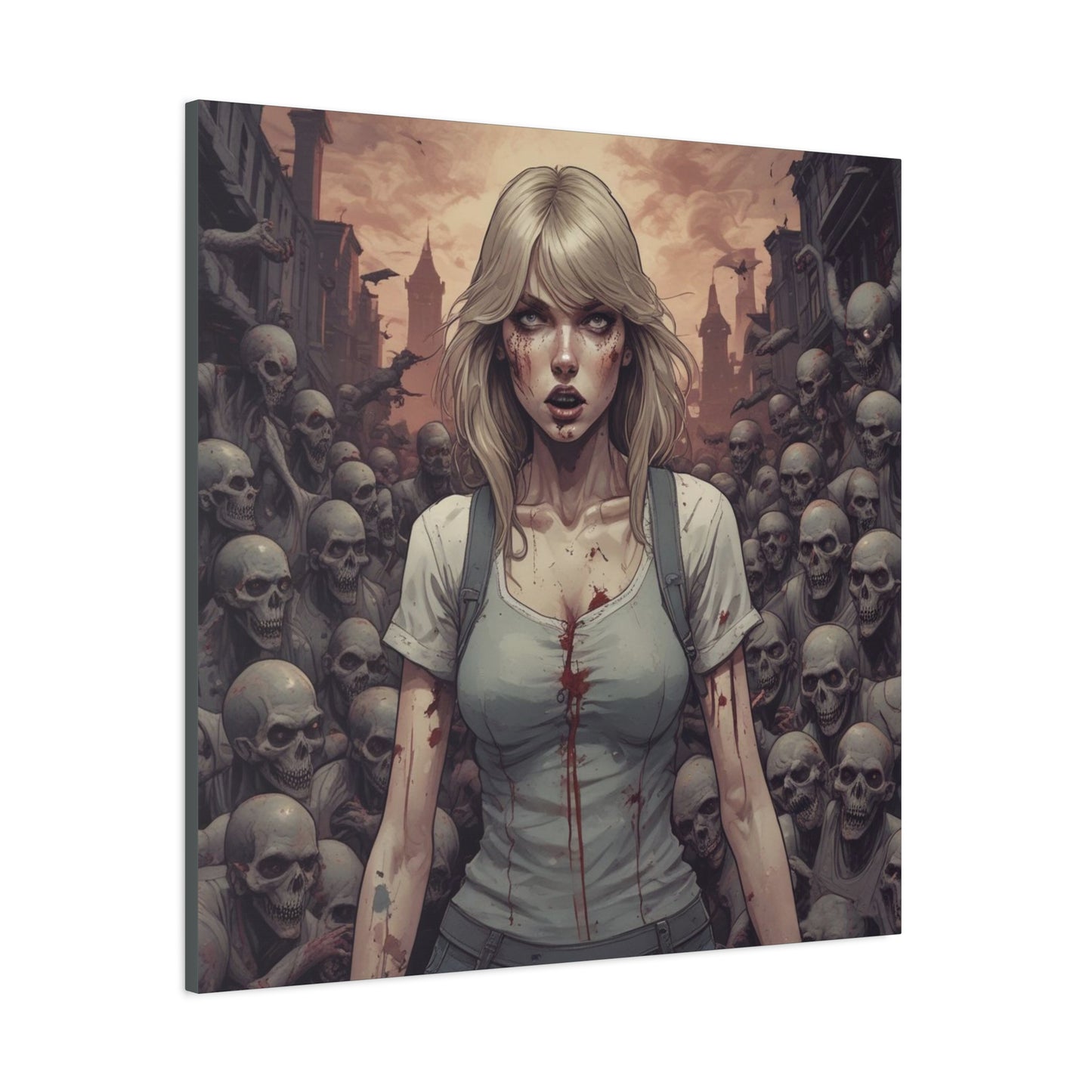 Zombie Swift Matte Canvas Wall Art — Gory Gothic Horror Illustration