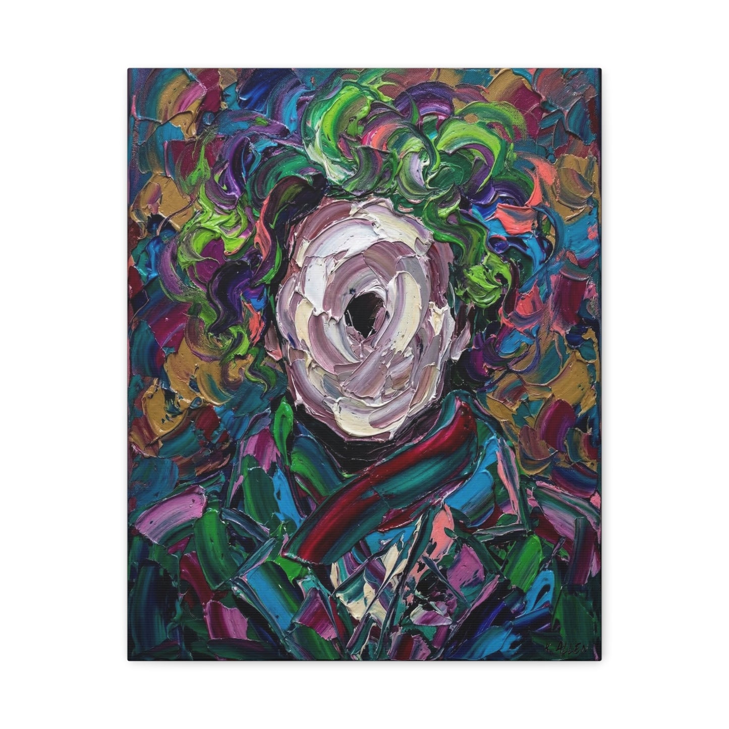 Abstract Floral Canvas Print — Colorful Impasto Rose Wall Art