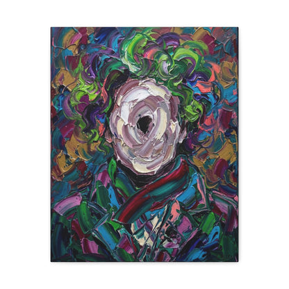 Abstract Floral Canvas Print — Colorful Impasto Rose Wall Art