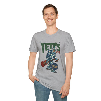 Yeti's Pub Graphic T-Shirt — Vintage Rock Band Snowman Design