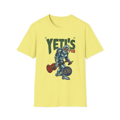 Yeti's Pub Graphic T-Shirt — Vintage Rock Band Snowman Design