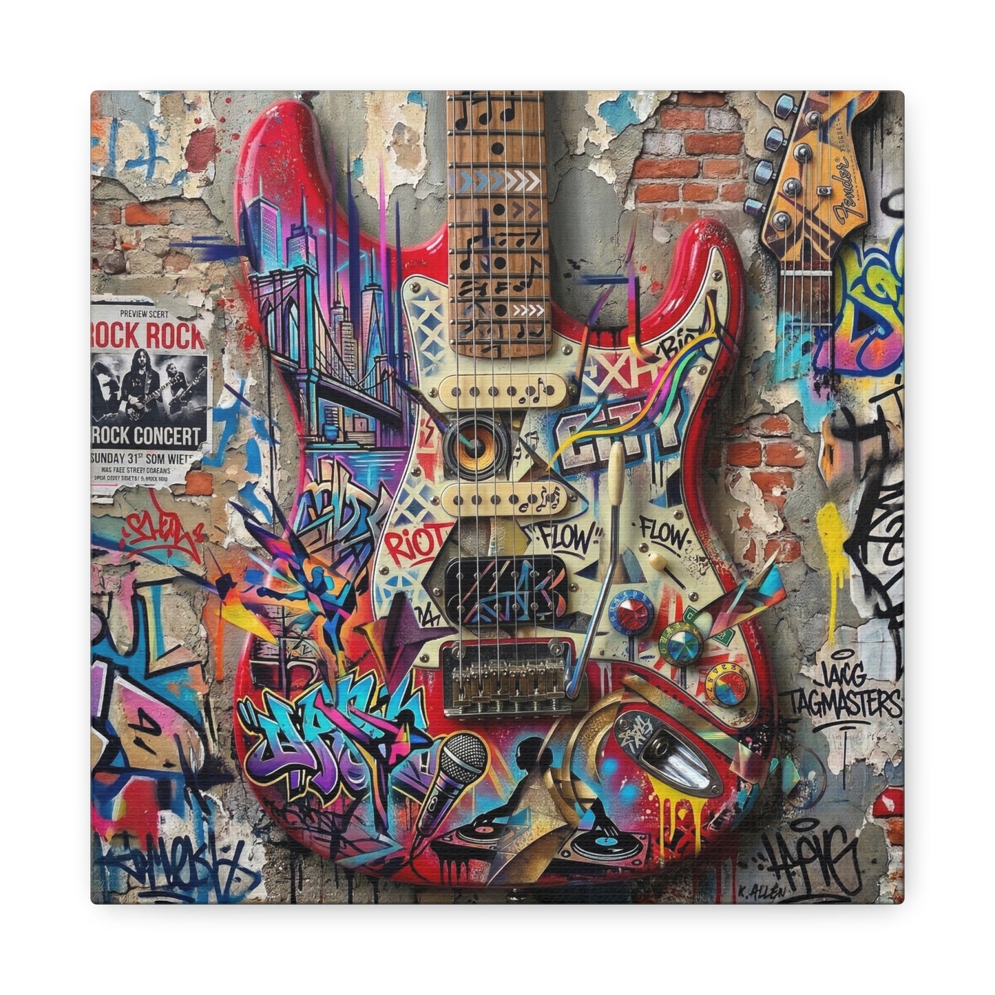 Urban Art Gutair Abstract Canvas Wall Art Print