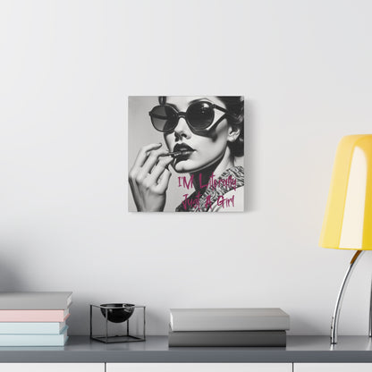 Canvas Wall Art - "I'm Literally Just A Girl" Retro Glam Portrait