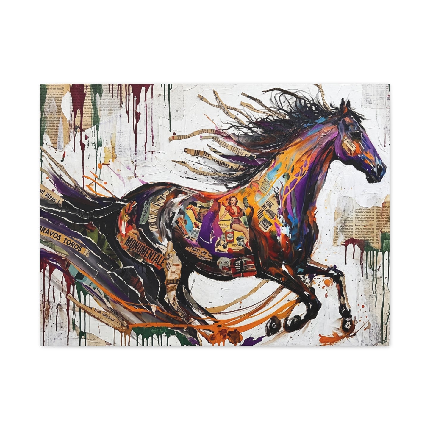 Colorful Galloping Horse Canvas Print — Vibrant Abstract Equestrian Wall Art