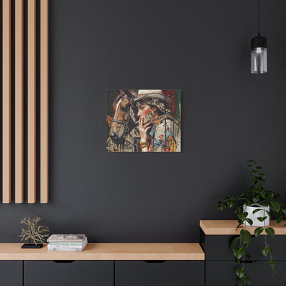 Western Collage Horse & Cowgirl Matte Canvas Wall Art - Stretched 1.25"