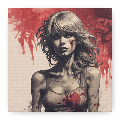 Bloody Swift Matte Canvas Print — Gothic Female Portrait Wall Art, Stretched 1.25"