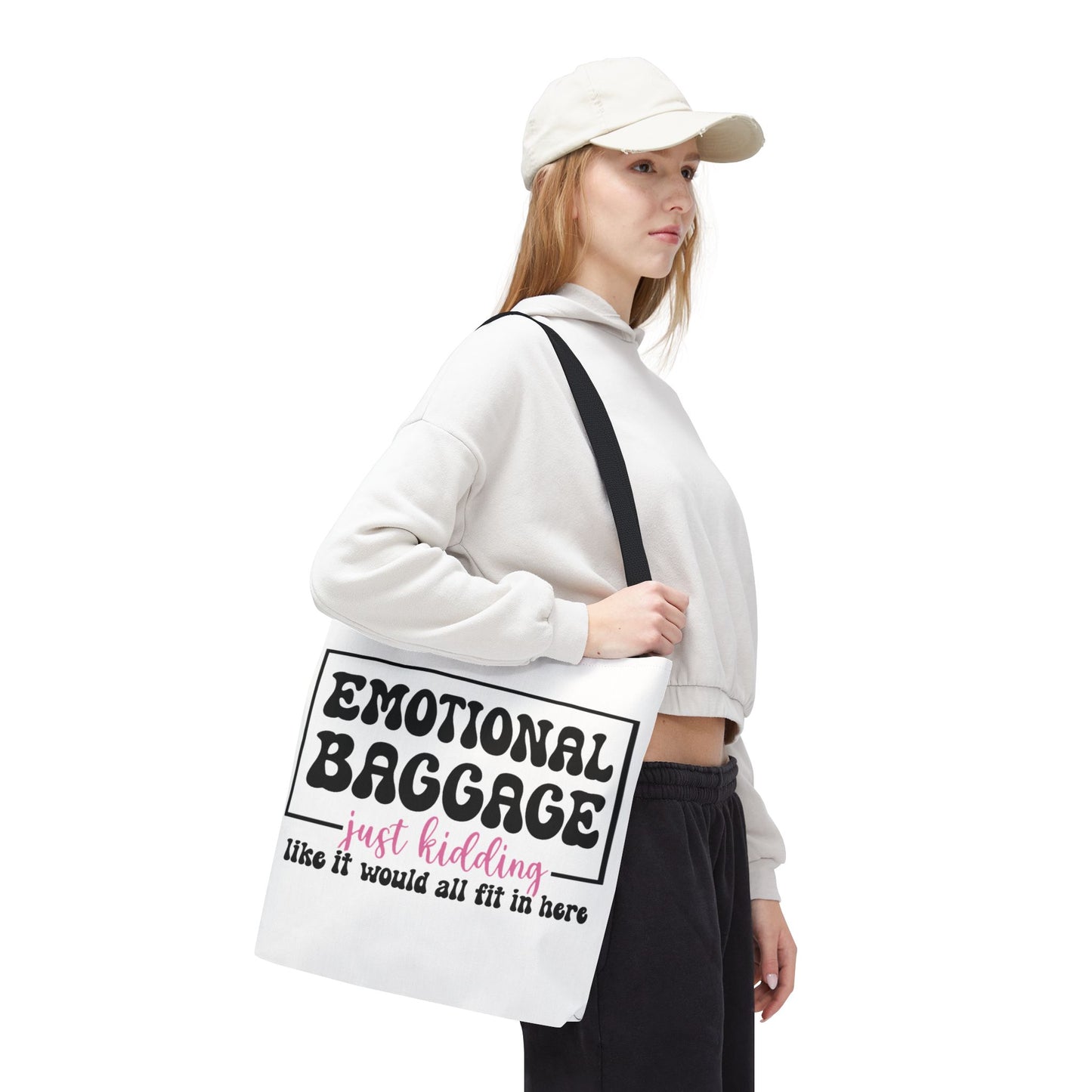 Emotional Baggage Tote Bag — Funny "Emotional Baggage (just kidding)" Reusable Shopper