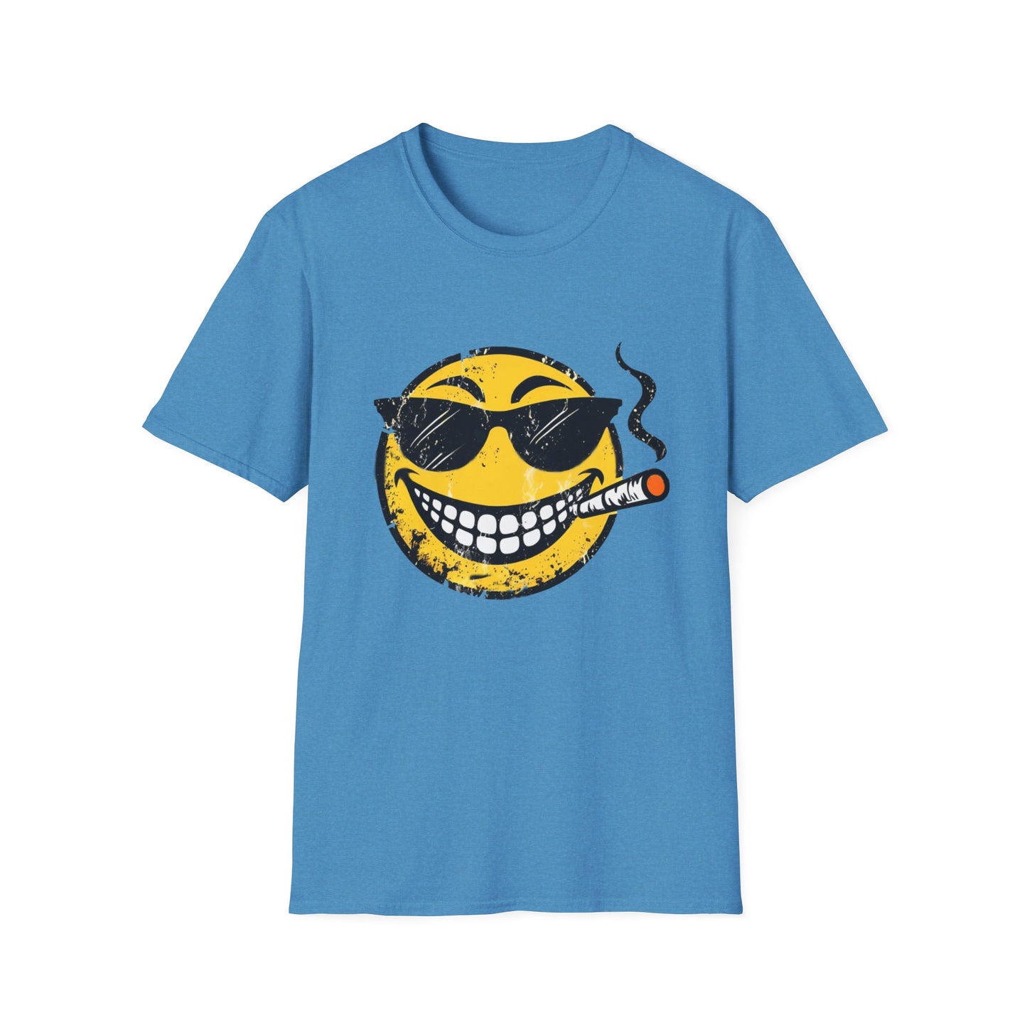 Smokin' Cool Emoji T-Shirt — Retro Grinning Face with Sunglasses & Cigar
