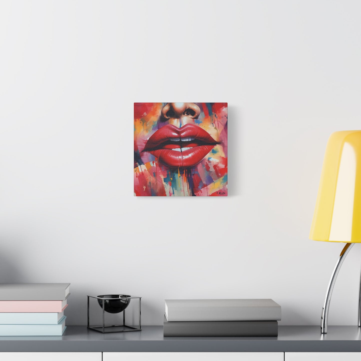 Bold Red Lips Pop Art Canvas — Matte Stretched Wall Art