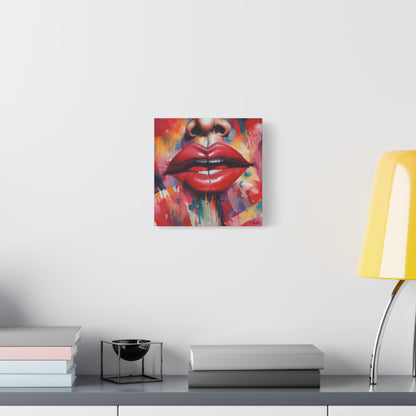 Bold Red Lips Pop Art Canvas — Matte Stretched Wall Art