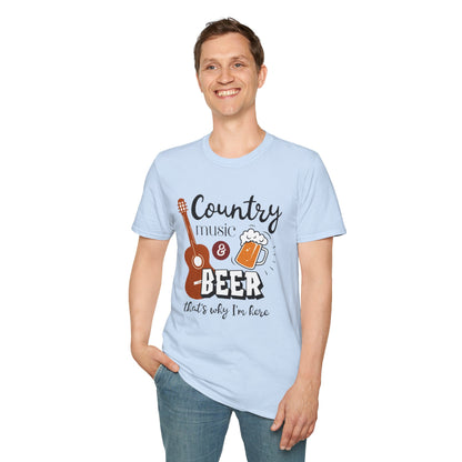 Country Music & Beer T-Shirt — "Country Music & Beer That's Why I'm Here" Graphic Tee