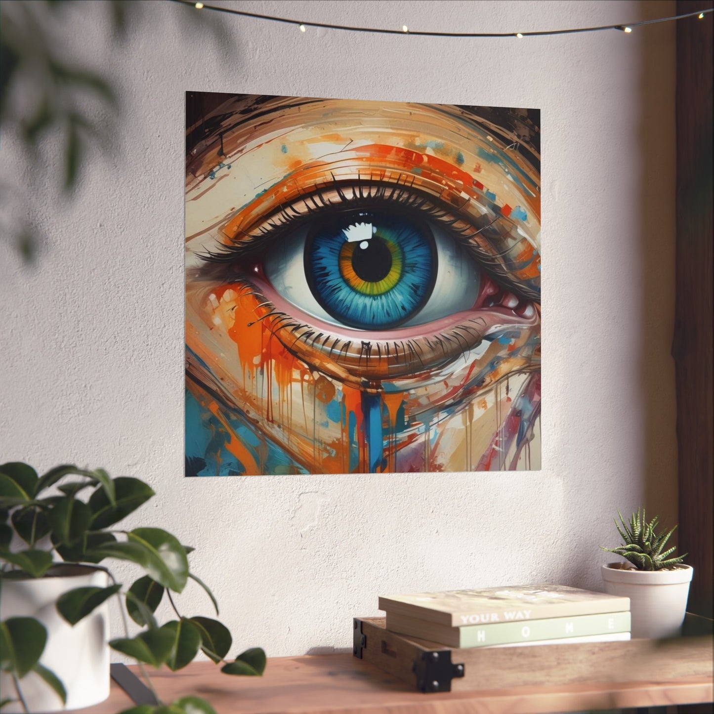Vibrant Blue Eye Surreal Wall Art Print