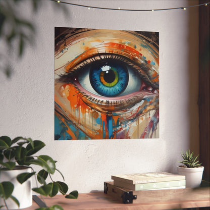 Vibrant Blue Eye Surreal Wall Art Print