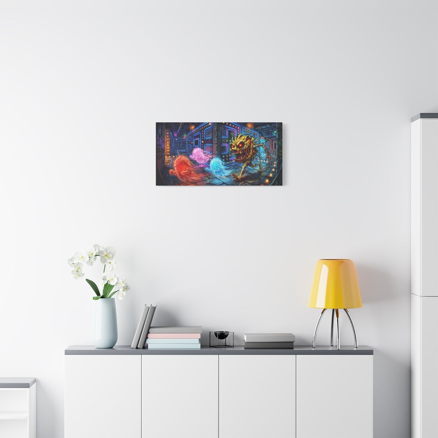 Evil Pacman Abstract Canvas Wall Art — Matte Stretched 1.25"