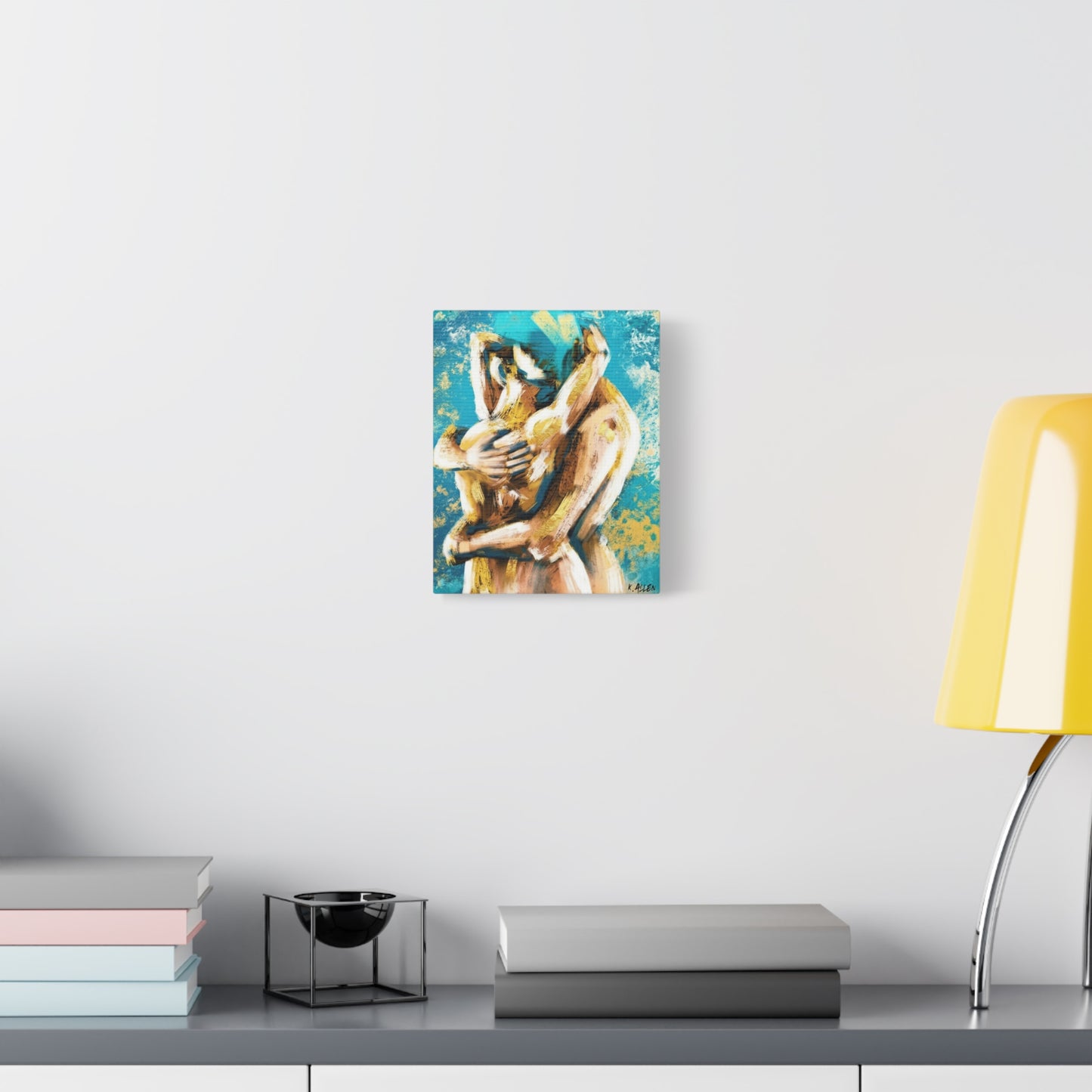 Abstract Embrace Canvas Art - Romantic Couple Matte Stretched Print
