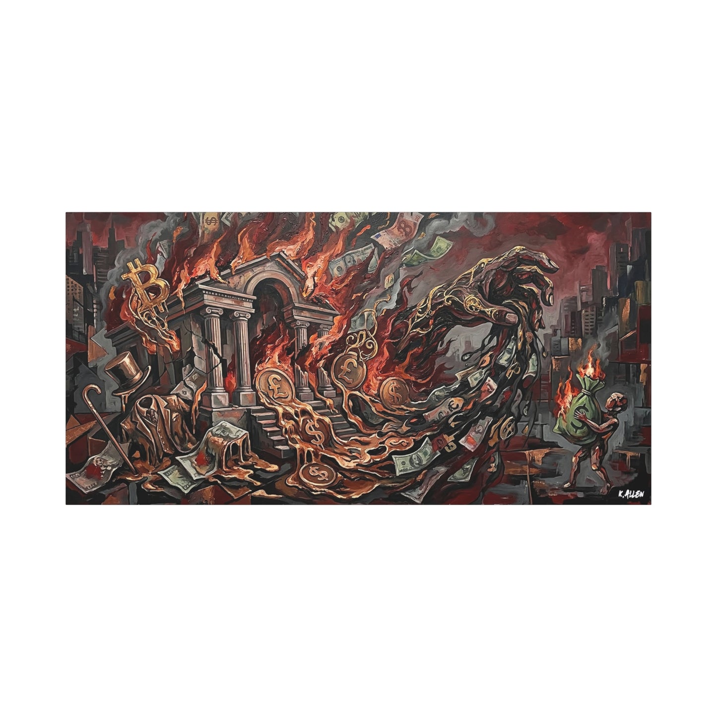 Economy Falling Canvas Wall Art Print — Matte Stretched Canvas