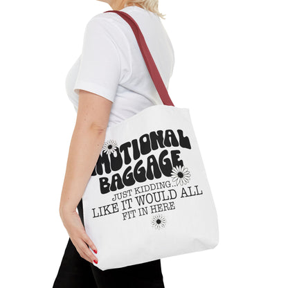 Tote Bag — "Emotional Baggage" Funny Quote Tote with Daisy Vibe