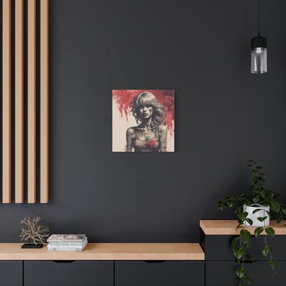 Bloody Swift Matte Canvas Print — Gothic Female Portrait Wall Art, Stretched 1.25"
