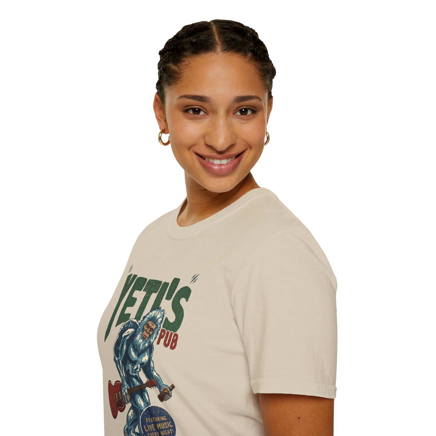 Yeti's Pub Graphic T-Shirt — Vintage Rock Band Snowman Design