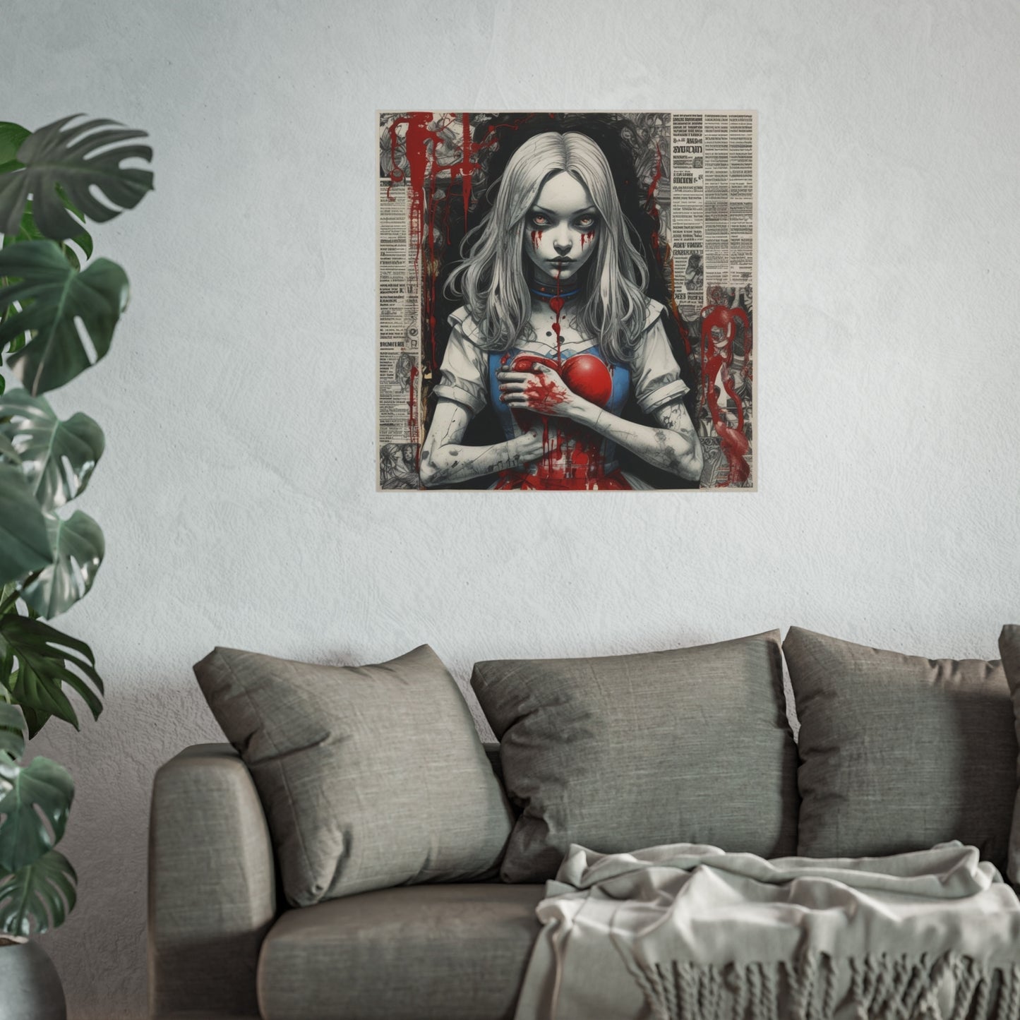 Dark Gothic Alice Fine Art Poster — Bleeding Heart Surreal Wall Art