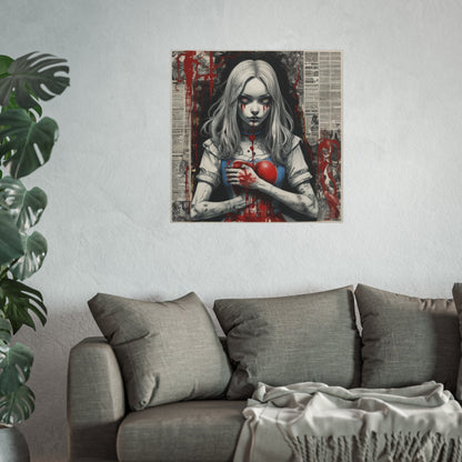 Dark Gothic Alice Fine Art Poster — Bleeding Heart Surreal Wall Art