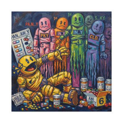 Depressed Pacman Canvas Wall Art Print
