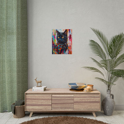 Colorful Cat Poster — Vibrant Black Cat Wall Art (Rolled Poster)