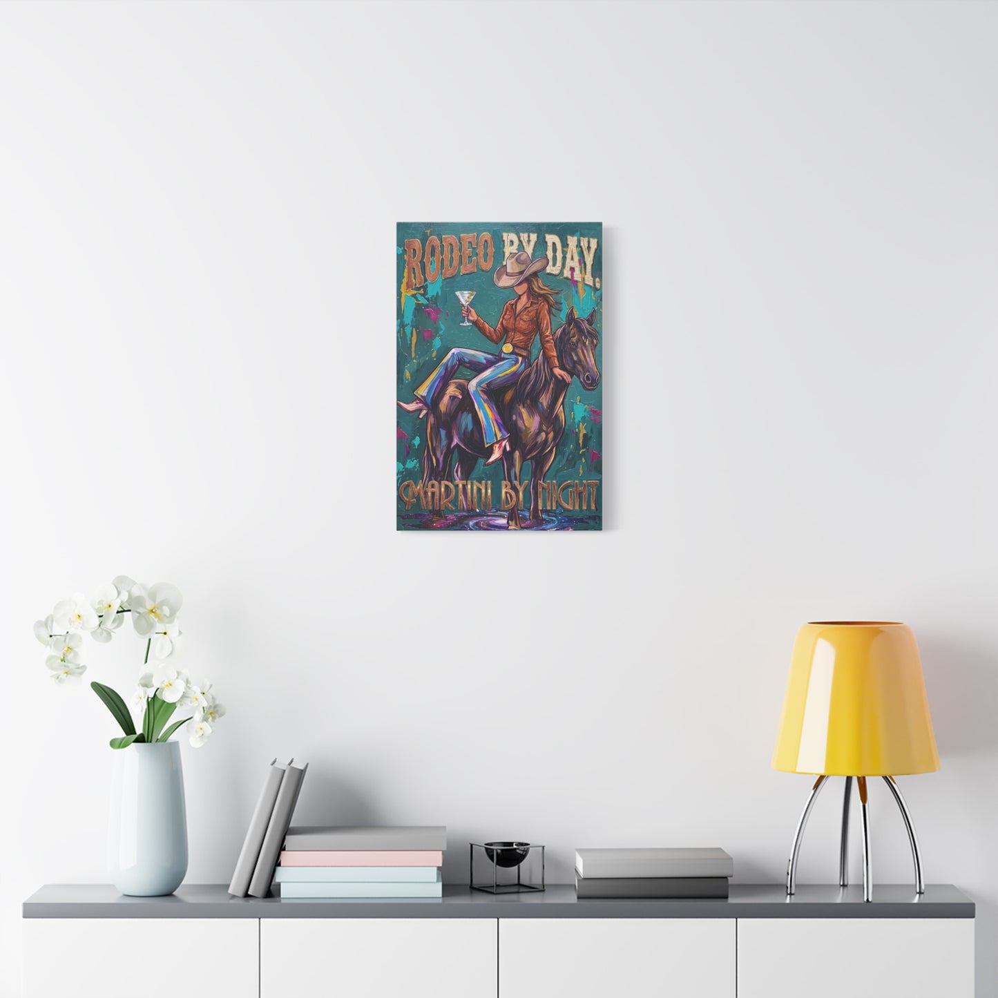 Rodeo By Day, Martini By Night Matte Canvas Wall Art