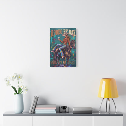 Rodeo By Day, Martini By Night Matte Canvas Wall Art