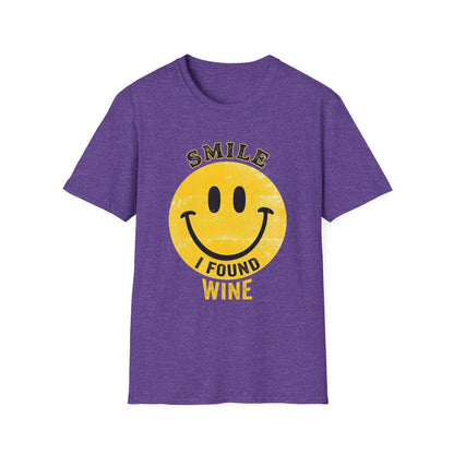 Wine Smile T-Shirt — "Smile I Found Wine" Retro Smiley Tee
