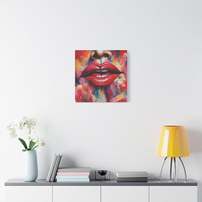 Bold Red Lips Pop Art Canvas — Matte Stretched Wall Art