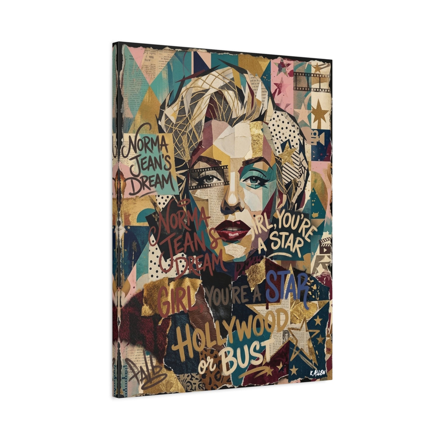 Hollywood Star Portrait Matte Canvas Wall Art, Stretched 1.25"