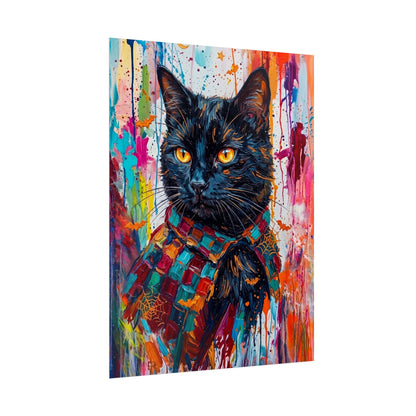 Colorful Cat Poster — Vibrant Black Cat Wall Art (Rolled Poster)