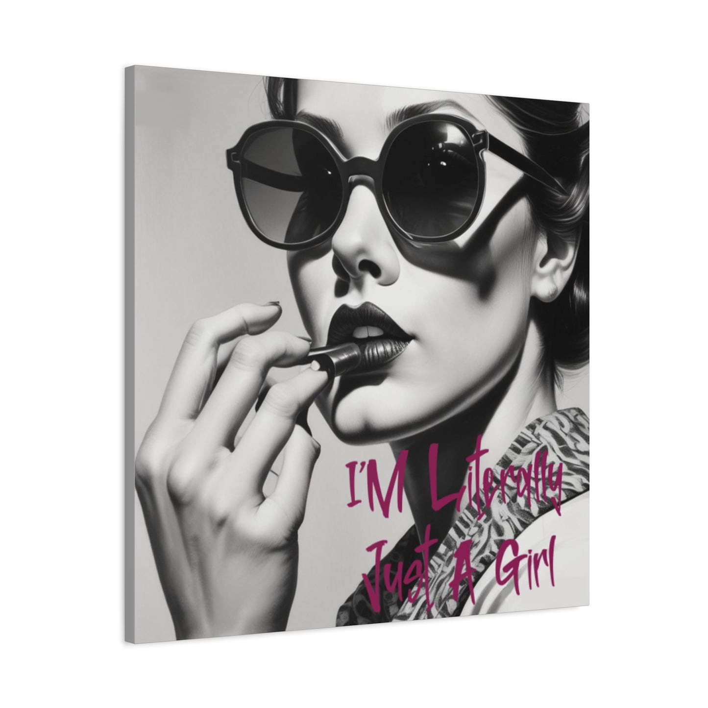 Canvas Wall Art - "I'm Literally Just A Girl" Retro Glam Portrait