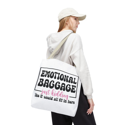 Emotional Baggage Tote Bag — Funny "Emotional Baggage (just kidding)" Reusable Shopper